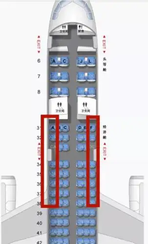 窄体客机主要有波音737,757, 空客a320 ,这类飞机a,f为靠窗位置.