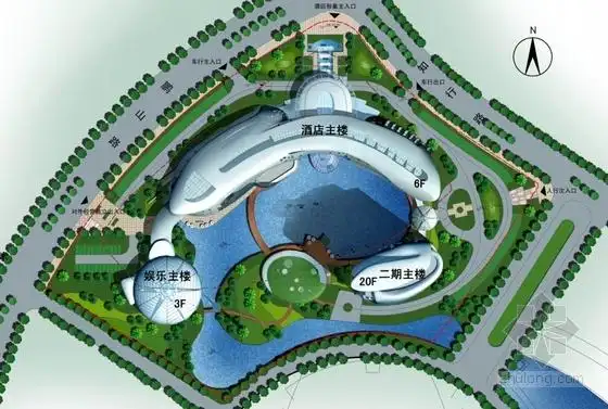 现代风格四星级花园酒店总平面图