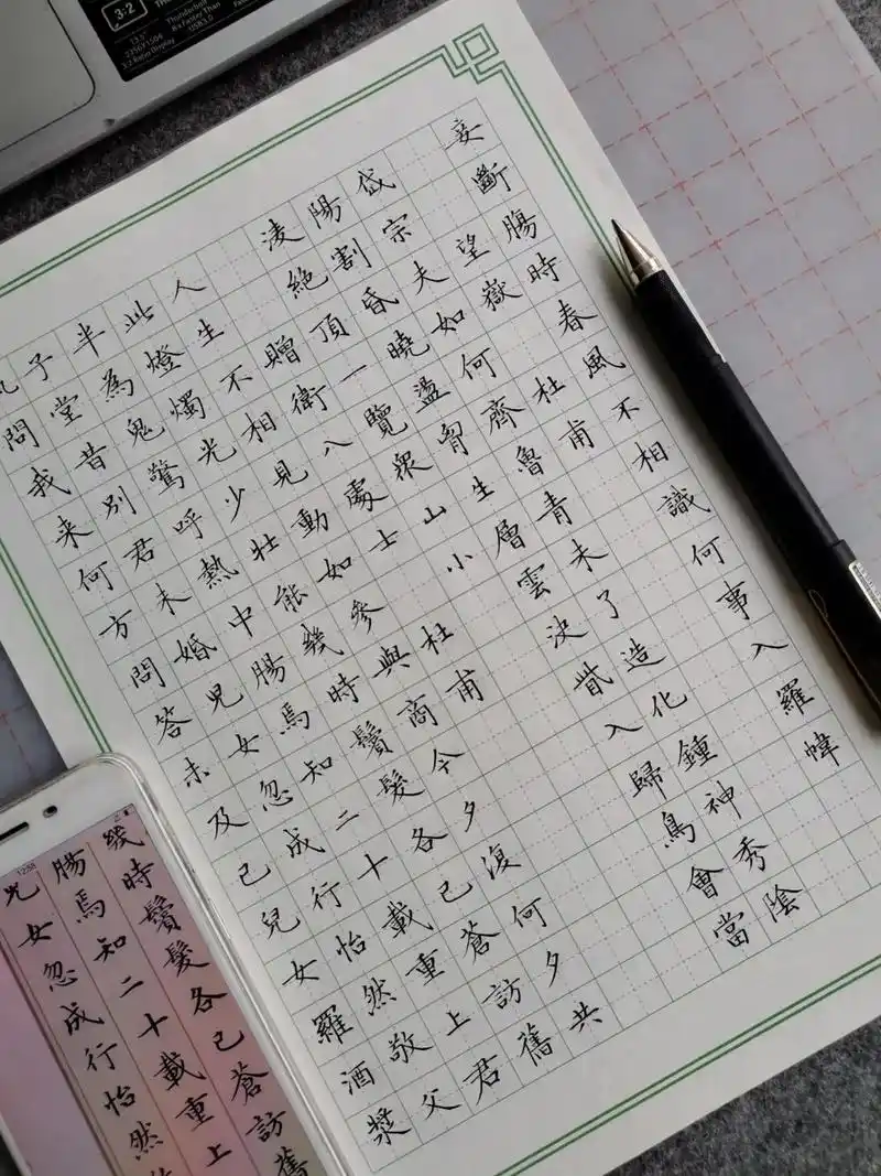 硬笔楷书|卢中南小楷唐诗～望岳.#练字 #硬笔书法 #硬笔楷 - 抖音