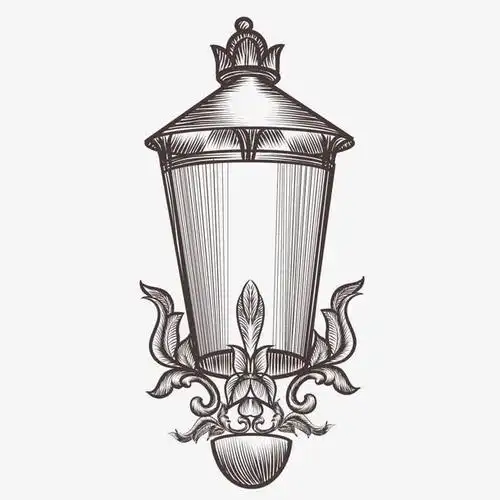 手绘素描复古风灯搭欧式灯