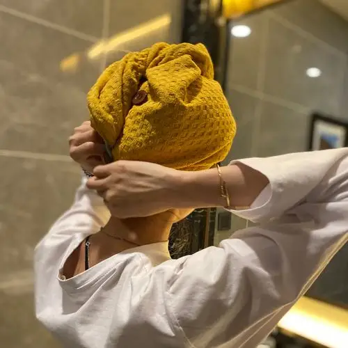 干发欧美帽女速干吸水包头毛巾华夫格干发帽