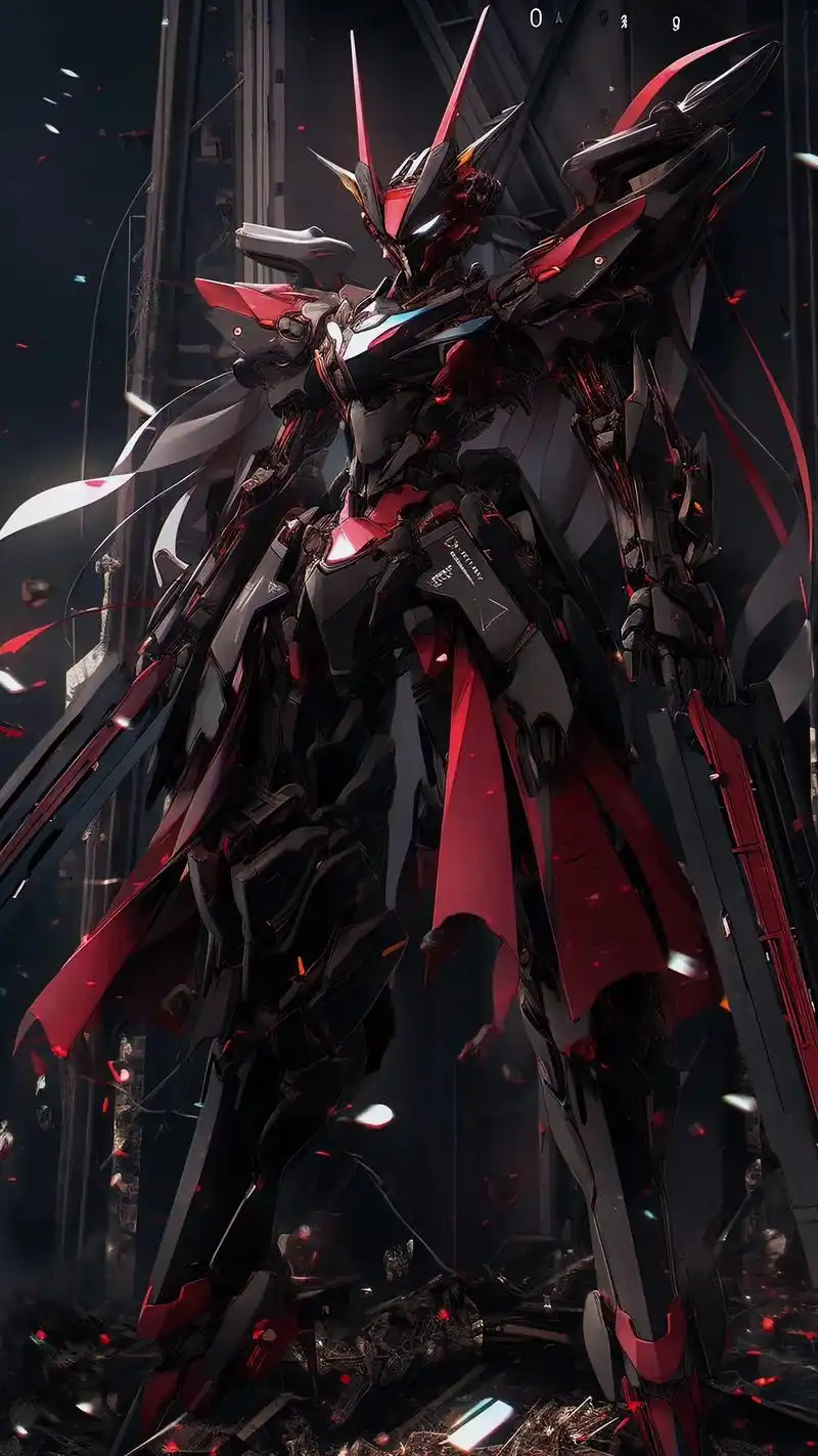 红黑配色的高达风机甲壁纸,帅气值瞬间拉满.#ai绘画  #机 - 抖音