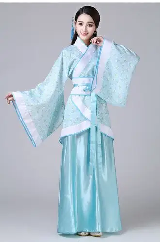 新款古装改良汉服女春季写真古筝演出服古代女装襦裙曲裾表演服装