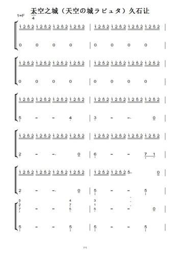 天空之城(天空の城ラピュタ)久石让(日本原版)钢琴双手简谱 钢琴谱