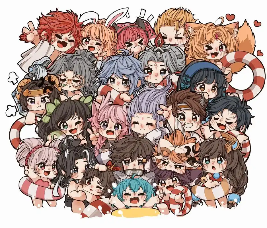 王者qq人夏日泳池大合照耶!#王者荣耀同人 #情侣头像 - 抖音