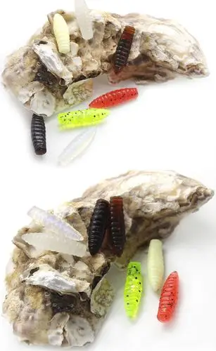 7cm七色蛆蛹尖尾面包虫浮水软饵软虫 pvc材质加盐加腥