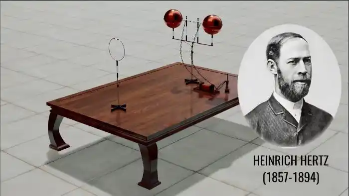 在它们之间的间隙产生火花,火花产生了电磁波的辐射