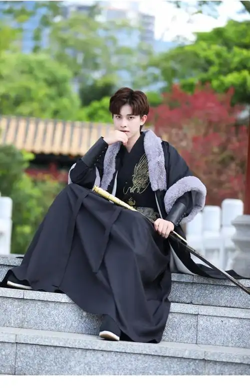 汉服披风斗篷男 秋冬加绒加厚披风侠客武侠风仙气古装古风披袄裘衣