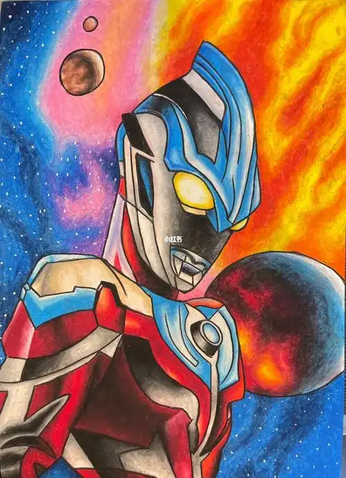 奥特曼蜡笔手绘完成