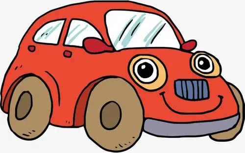 卡通黄色小汽车分割线矢量图