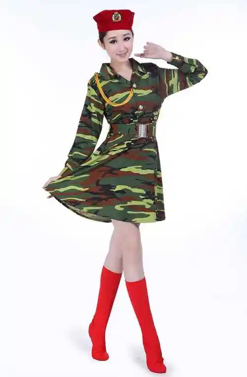军装迷彩演出服女兵迷彩裙广场舞水兵舞蹈服装迷彩服成人表演服装迷彩