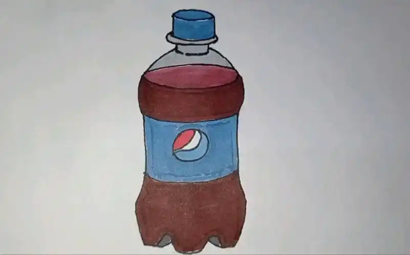 简笔画一起来画百事可乐吧瓶装的哦