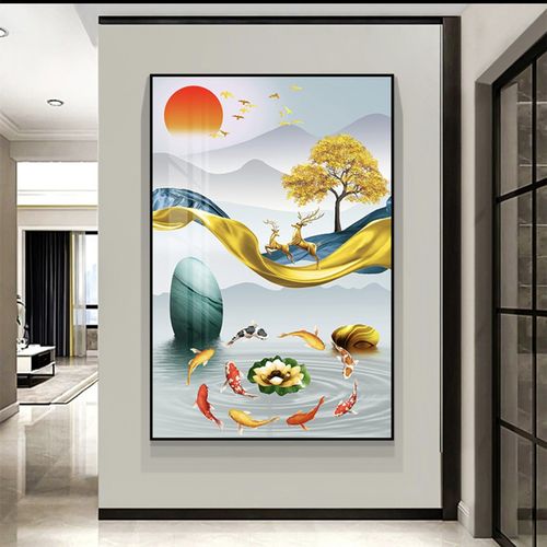 入户玄关挂画正对门走廊过道装饰画竖版
