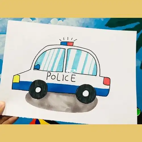 儿童画简笔画警车04