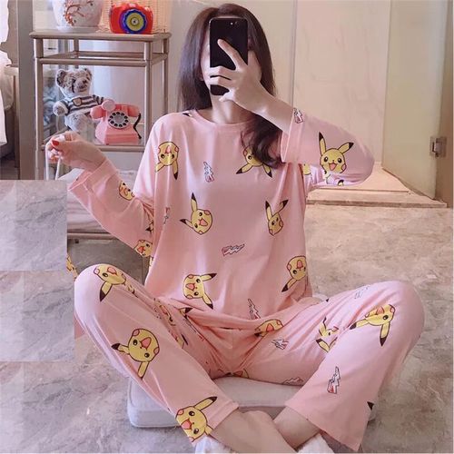 长袖长裤睡衣套装女生春秋夏季可外穿休闲舒适家居服套装可爱甜美 cx