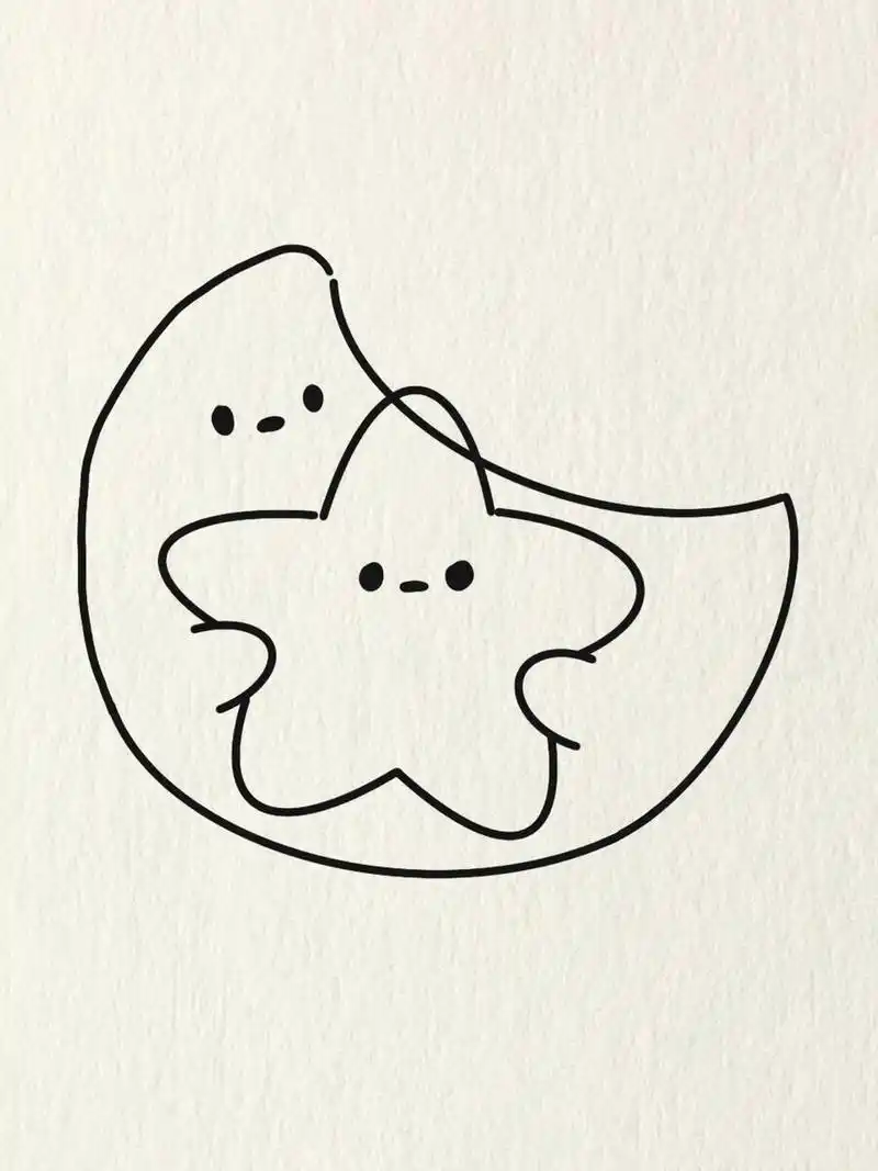 简笔画教程—月亮和星星