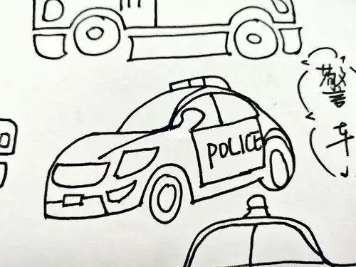 幼师day234---简笔画警车03简笔画幼师人文绘画110警车简笔画画法小