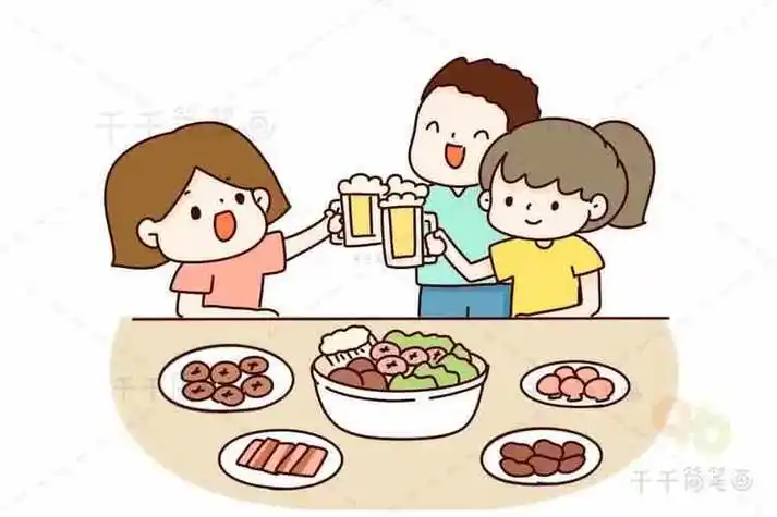 朋友聚餐卡通简笔画