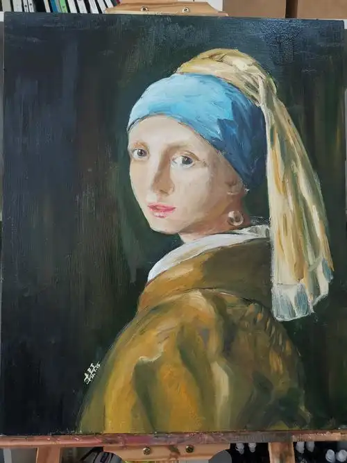 戴珍珠耳环的少女