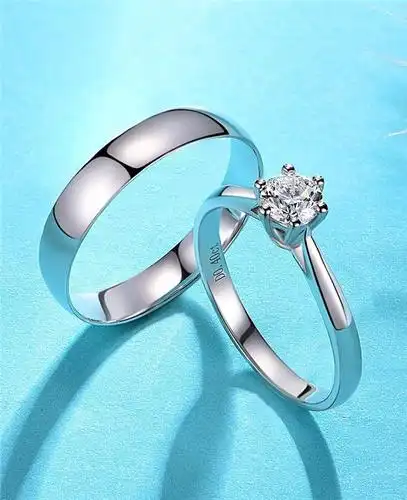 白18k铂金钻石结婚对戒经典六爪专柜简约男女婚戒求婚钻戒正品