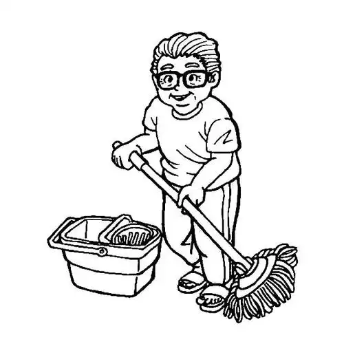 拖地的老奶奶简笔画图片