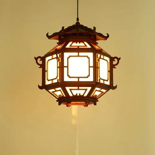 现代中式仿古古典实木小吊灯中国风宫廷餐厅客厅吊灯