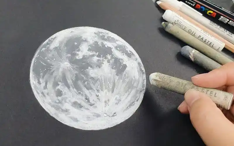 【油画棒教程】超简单 | 教你画超美月球