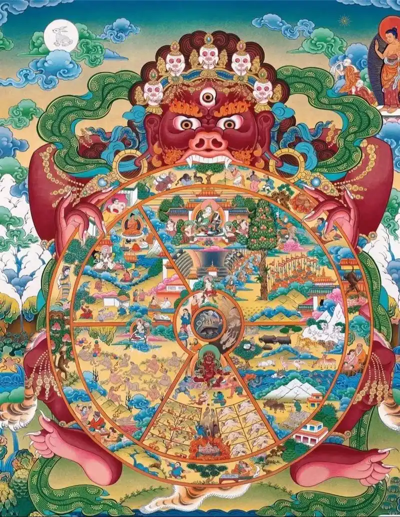 六道轮回图.分为四层六道轮可分为四层.