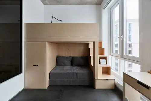 小户型在主卧床头上方再加悬空床直接省掉一间儿童房