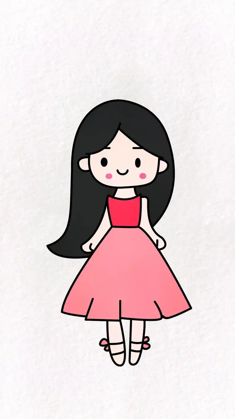 这样画的小女孩是不是简单又好看呐,你学废了嘛#画画 #一起学画画