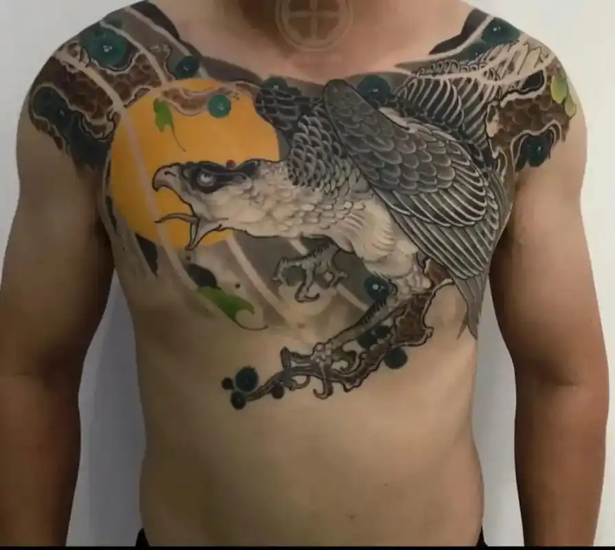 传统题材,花胸鹰,蛇盘牡丹#案例作品 #传统刺青 #花臂 # - 抖音