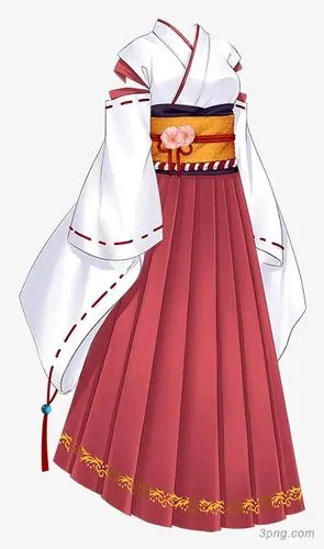 白色古装免扣和服服装png素材透明免抠图片-其他元素