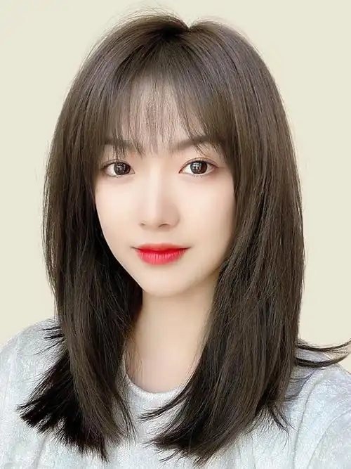 假发女长发自然全头套式中长发2021年时尚款短发造型锁骨发假发套