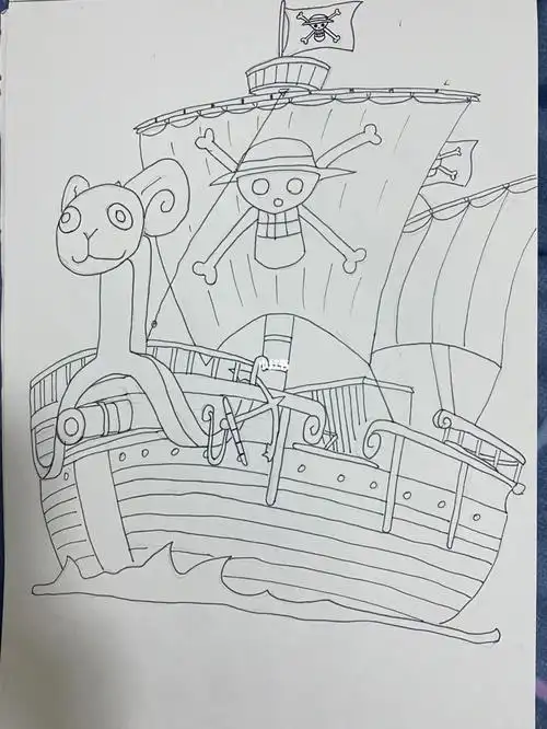 手绘  #画画  #马克笔  #海贼王  #黄金梅丽号  我愿将其定义为草帽