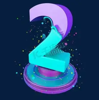 时尚多彩卡通立体c4d倒计时数字2