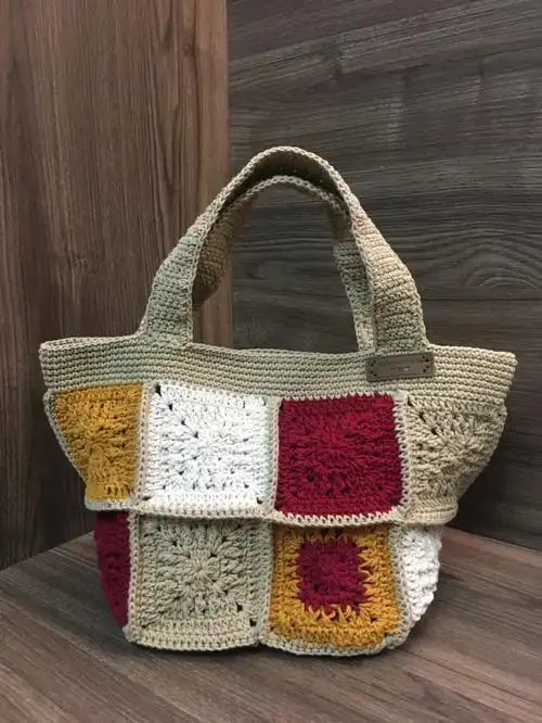 编织包包no79拼色祖母方格包