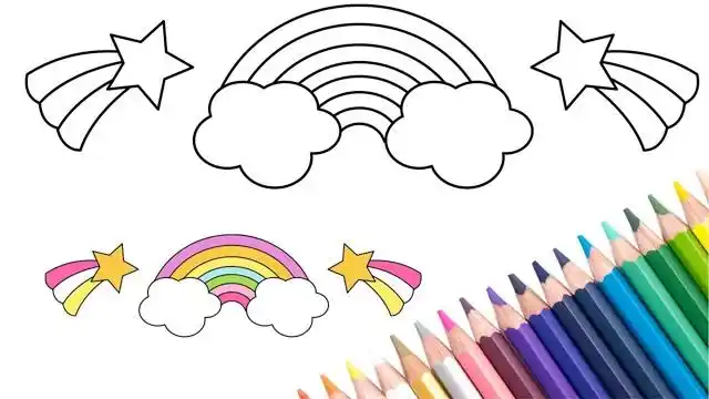 亲子简笔涂色画:漂亮的小彩虹
