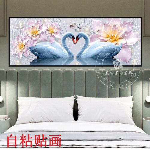 新款自粘贴画卧室床头装饰简约客厅房间墙贴北欧宾馆酒店羽毛壁画