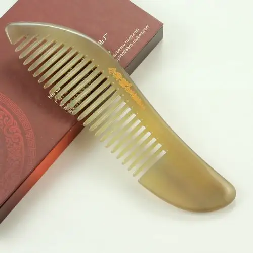 小背篓牛角梳 精工纯天然白水牛角梳子 正品大齿宽齿防脱礼盒