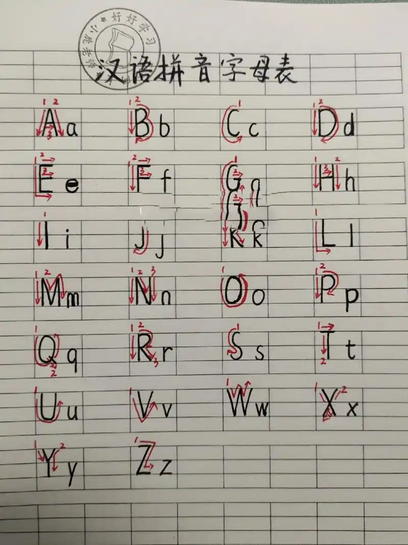 汉语拼音字母表书写