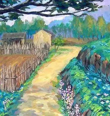 田园风光画 田园风光油画