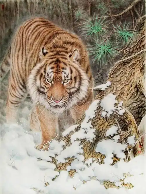 工笔虎名家徐文略精品走兽作品欣赏