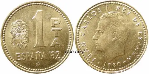 展开全部 1982年 西班牙 1比塞塔 现在西班牙使用欧元 比塞塔已停用