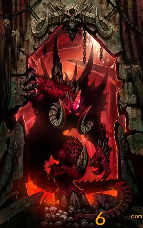 洞口窥探的独角地狱魔王怪物原画素材