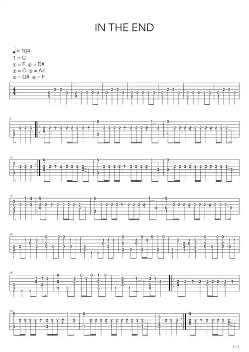 linkinparkintheend吉他谱