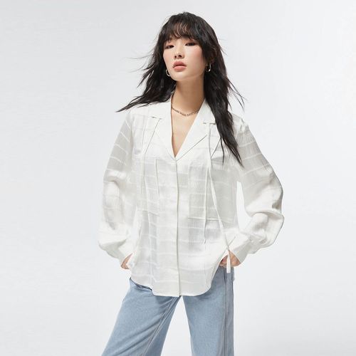 【复古港风】春季设计感翻领宽松长袖上衣衬衫女