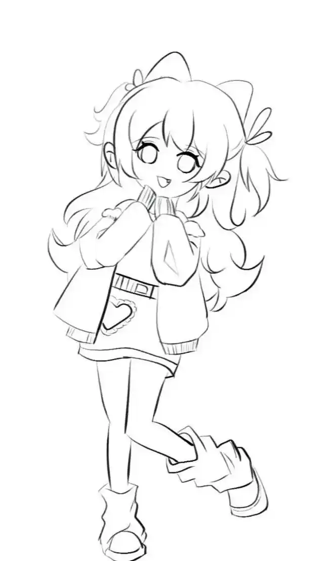 第一次画 动作有参考 要是头发再清 - 抖音