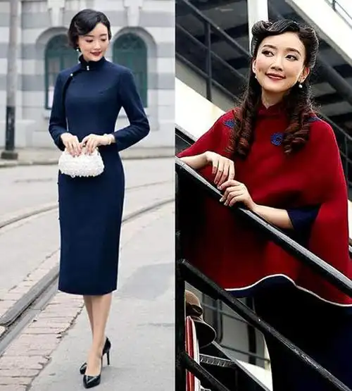冬季中老年女人必备的旗袍,搭配这3件外套,气质端庄优雅