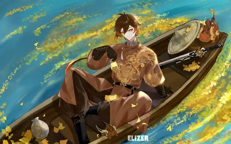 行舟插画图片壁纸