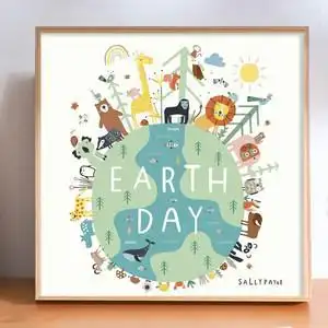 环保地球日diy数字油画手工填色抽象插画爱护环境手绘丙烯装饰画